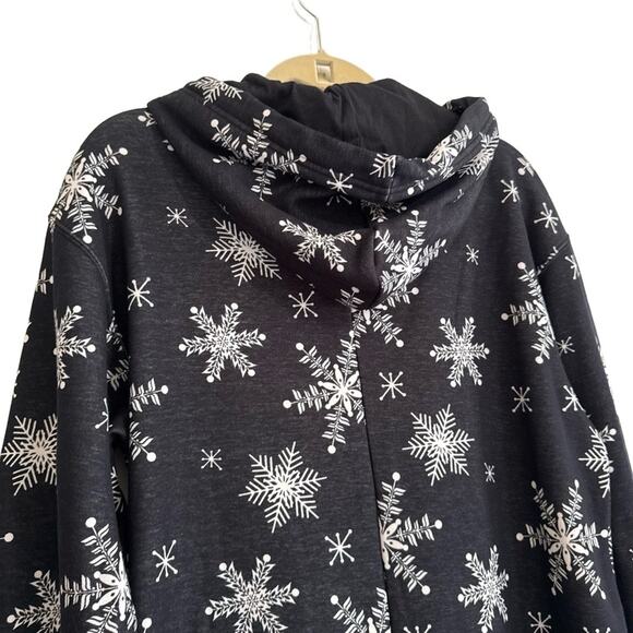 FABLETICS Womens M Black Snowflake Hooded Cozy Fleece Full Zip - Picture 9 of 10